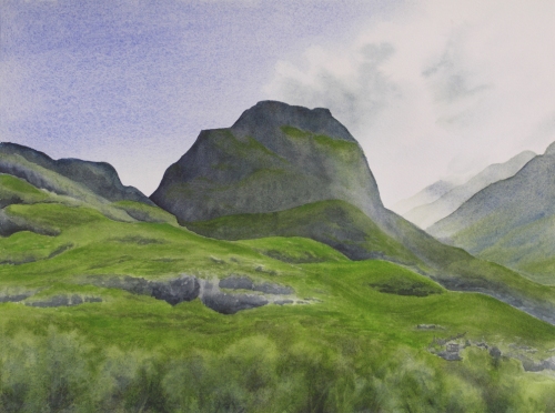 HIghland Afternoon II. Watercolour on Paper. 11x15". Lianne Todd
