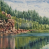 Hiking Around Horne Lake. Watercolour on Gessoed Paper. 11x15". Lianne Todd. SOLD. Private Collection.
