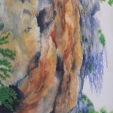 Cliffhangers. Watercolour on Gessoed paper. 15x22". Lianne Todd. $475.