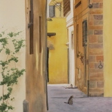 Cats on the streets of Lucca, watercolour painting