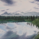 Fourth Lake, Jasper. Watercolour on Paper. 11x15". Artist Lianne Todd. $295.00