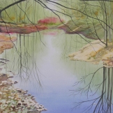 Quiet Pond. Watercolour on Paper. 15x22". Artist Lianne Todd. SOLD. Private Collection.