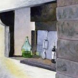 Kitchen Alcove, Il Convente dei Carmine. Watercolour on Paper. 6.25x6.25". Artist Lianne Todd. SOLD. Private Collection.