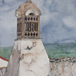 Moorish Chimney #1. Watercolour on Paper. 22x30". Artist Lianne Todd. $950.00