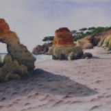 Olhos d'Agua Beach, looking North. Watercolour on Paper. 14x20". Artist Lianne Todd. $500.00