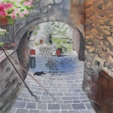 Another Cat of Monte Dei Bianchi. Watercolour on Paper. 11x15". Artist Lianne Todd. $295.00